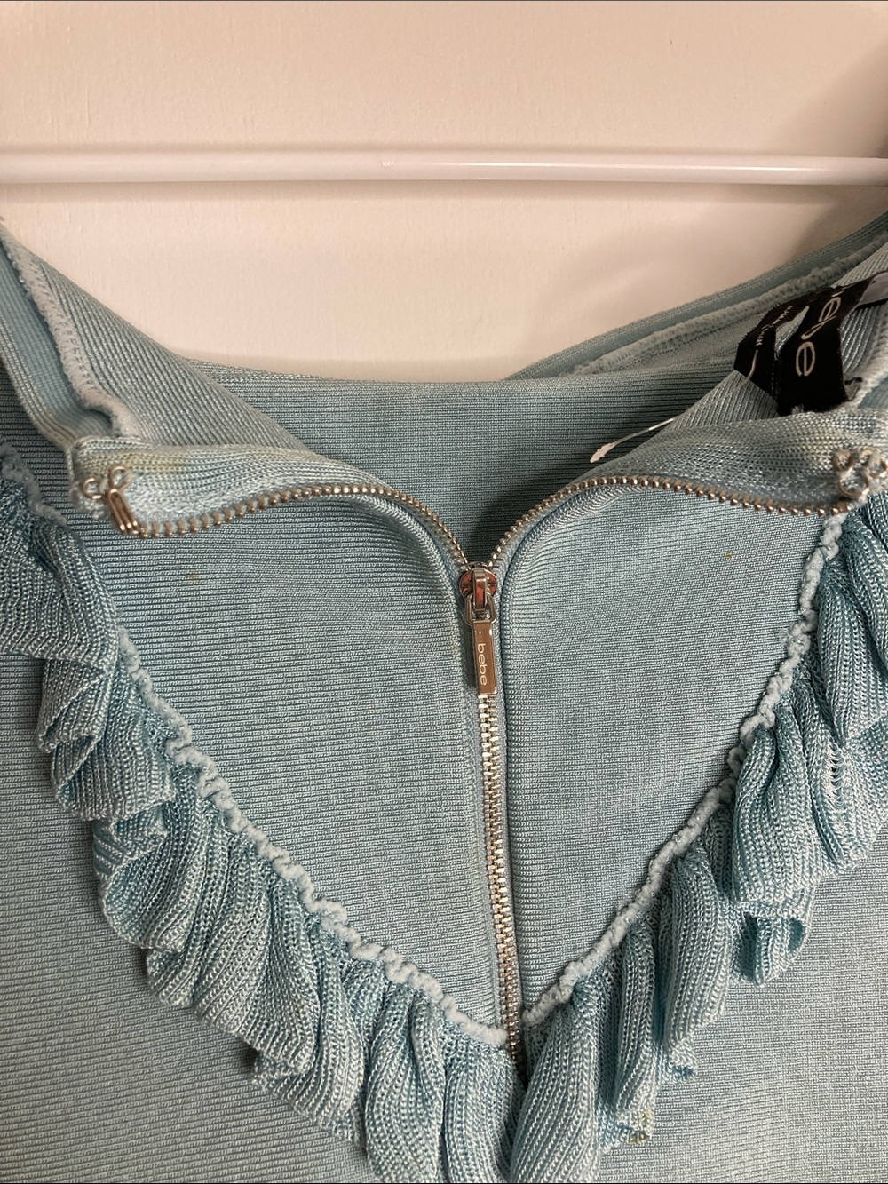 bebe Powder Blue Ruffle Off-Shoulder Crop Top - Picture 5 of 9